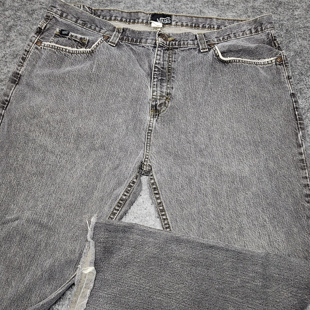 Vans Mens Vintage Wide Leg Baggy Skater Distressed Black Denim Jeans 38x27 Punk